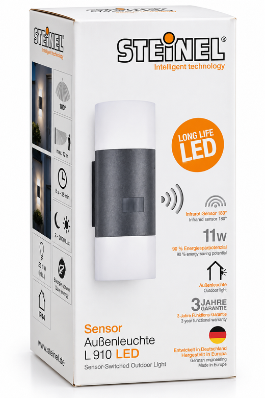 STEINEL L 910 LED Sensor Buitenlamp – 180° – 11W – Antraciet/Wit