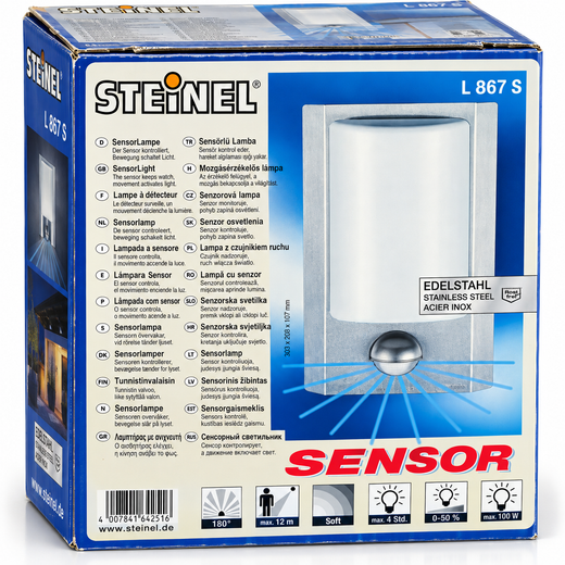 STEINEL L 867 S Sensor Buitenlamp – RVS – 180°